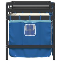 Kinderhoogslaper met gordijnen 90x200 cm grenenhout blauw 5