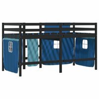 Kinderhoogslaper met gordijnen 90x200 cm grenenhout blauw 6