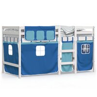 Kinderhoogslaper met gordijnen 90x190 cm grenenhout blauw 2