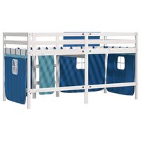 Kinderhoogslaper met gordijnen 90x190 cm grenenhout blauw 6