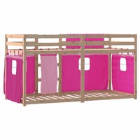 Stapelbed met gordijnen 80x200 cm grenenhout roze 7