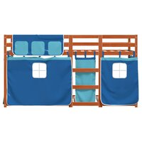 Stapelbed met gordijnen 80x200 cm massief grenenhout blauw 5