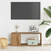 Tv-meubel 80x24x32cm bewerkt hout artisanaal eikenkleur 4