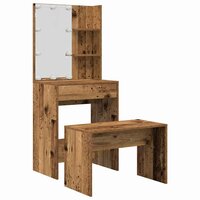 Kaptafelset met LED-verlichting bewerkt hout oud houtkleurig 2