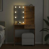 Kaptafel met LED-verlichting 74,5x40x141 cm artisanaal eiken 4