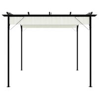 Pergola met uitschuifbaar dak 3x3 m staal cr&eacute;mewit 3
