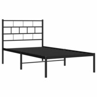 Bedframe met hoofdbord metaal zwart 90x190 cm 4