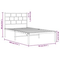 Bedframe met hoofdbord metaal zwart 90x190 cm 9