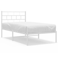Bedframe met hoofdbord metaal wit 100x200 cm 2