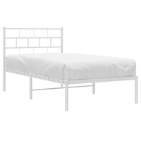 Bedframe met hoofdbord metaal wit 100x200 cm 3