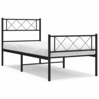 Bedframe met hoofd- en voeteneinde metaal zwart 80x200 cm 2