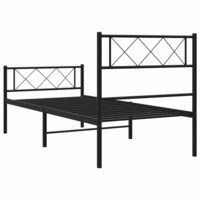 Bedframe met hoofd- en voeteneinde metaal zwart 80x200 cm 7