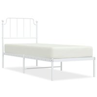 Bedframe met hoofdbord zonder matras metaal wit 75x190 cm 2