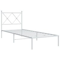 Bedframe met hoofdbord metaal wit 80x200 cm 3