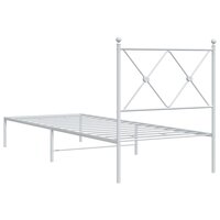Bedframe met hoofdbord metaal wit 80x200 cm 6