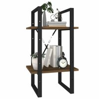 Boekenkast 2-laags 40x30x70 cm bewerkt hout bruin eikenkleur 4