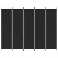 Kamerscherm met 5 panelen 250x200 cm stof zwart 3