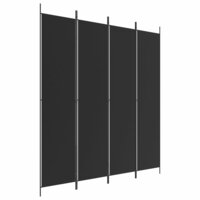 Kamerscherm met 4 panelen 200x220 cm stof zwart 2