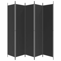 Kamerscherm met 5 panelen 250x220 cm stof zwart 4