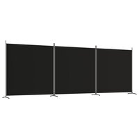 Kamerscherm met 3 panelen 525x180 cm stof zwart 2