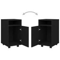 Bijzetkast met wielen 33x38x60 cm bewerkt hout zwart 7