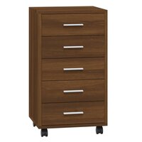 Ladekast met wieltjes bewerkt hout bruineiken 2