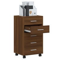 Ladekast met wieltjes bewerkt hout bruineiken 4