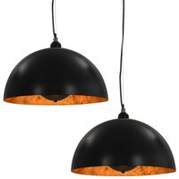Plafondlampen 2 st halfrond E27 40 cm zwart en goudkleurig 2