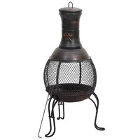 Tuinkachel met pook 39x39x90 cm staal 2