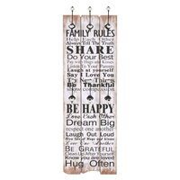 Wandkapstok met 6 haken FAMILY RULES 120x40 cm  2