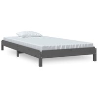 Bed stapelbaar 75x190 cm massief grenenhout grijs 2