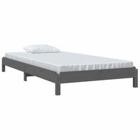 Bed stapelbaar 75x190 cm massief grenenhout grijs 3