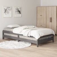 Bed stapelbaar 75x190 cm massief grenenhout grijs 4