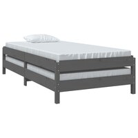Bed stapelbaar 75x190 cm massief grenenhout grijs 5