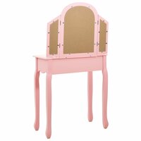 Kaptafel met kruk 65x36x128 cm paulowniahout MDF roze 6