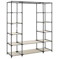 Kledingkast met vakken en stangen 150x45x176 cm stof cr&egrave;me 4