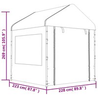 Prieel met dak 2,28x2,23x2,69 m polyetheen wit 6