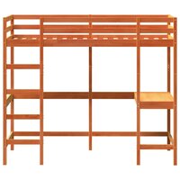 Hoogslaper met bureau massief grenenhout wasbruin 100x200 cm 4