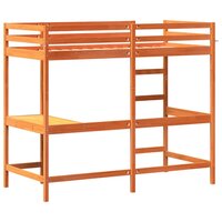 Hoogslaper met bureau massief grenenhout wasbruin 100x200 cm 6