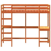 Hoogslaper met bureau massief grenenhout wasbruin 75x190 cm 4