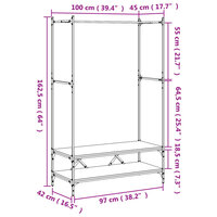 Kledingrek met schappen bewerkt hout bruin eikenkleur 9