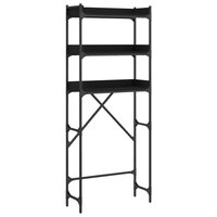 Wasmachinekast 67x25x163 cm bewerkt hout zwart 2