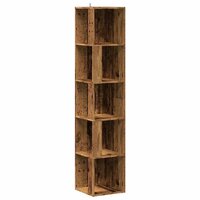 Hoekkast 33x33x165 cm bewerkt hout oud houtkleurig 2