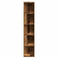 Hoekkast 33x33x165 cm bewerkt hout oud houtkleurig 4