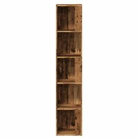 Hoekkast 33x33x165 cm bewerkt hout oud houtkleurig 5