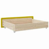 Bedlades 2 st bewerkt hout en fluweel geel 6