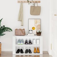 Schoenenrek 75x35x45 cm bewerkt hout hoogglans wit 3