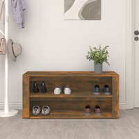 Schoenenrek 100x35x45 cm bewerkt hout gerookt eikenkleurig 3