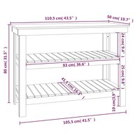 Werkbank 110,5x50x80 cm massief grenenhout grijs 8