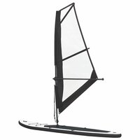Stand Up Paddleboard opblaasbaar met zeilset zwart en wit 4
